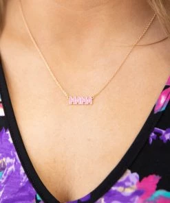 Love Mist Pink Enamel Mama And Mini Necklace Set