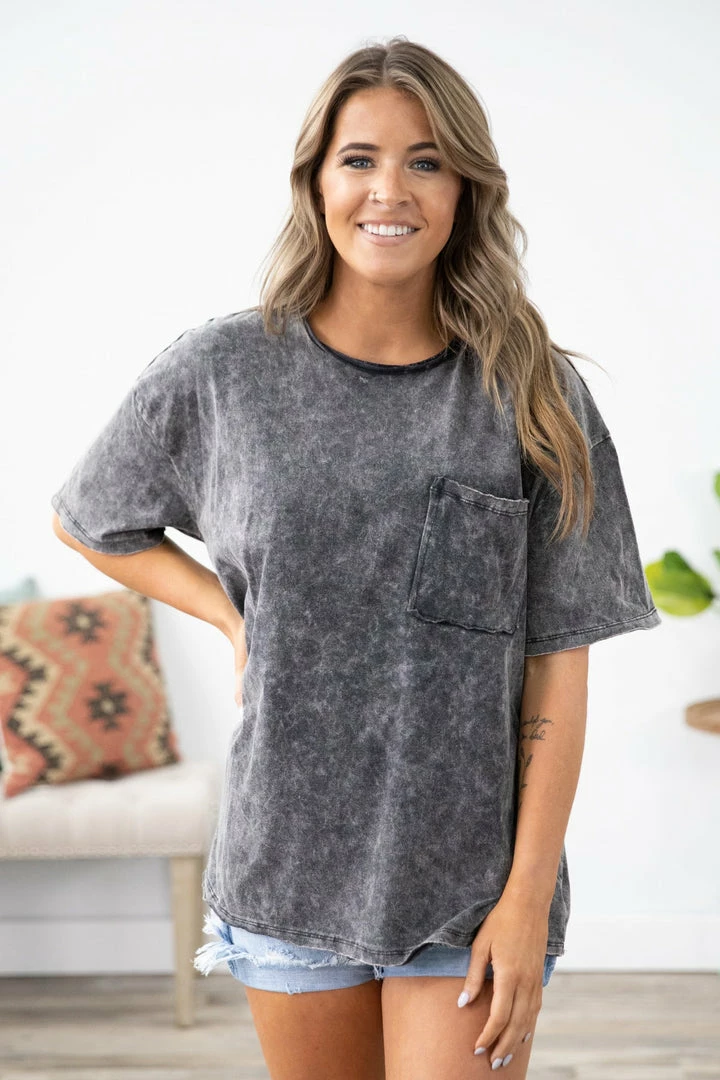 Zenana Graphite Acid Wash Boyfriend Fit Tee 3 Zenana Graphite Acid Wash Boyfriend Fit Tee