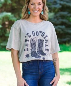 Zutter Tops Mocha Washed Let's Go Girls Graphic Tee