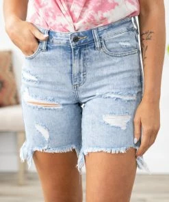 Cello Acid Wash High Rise Bermuda Shorts Bottoms