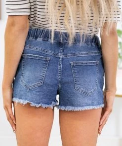 YMI Medium Wash Elastic Waist Shorts Bottoms