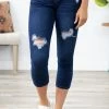 Legend Jeans Bottoms Dark Wash Distressed Capris