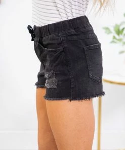 YMI Jeanwear YMI Black Elastic Waist Shorts Bottoms