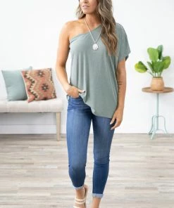 Ninexis Sage Knit One Shoulder Dolman Sleeve