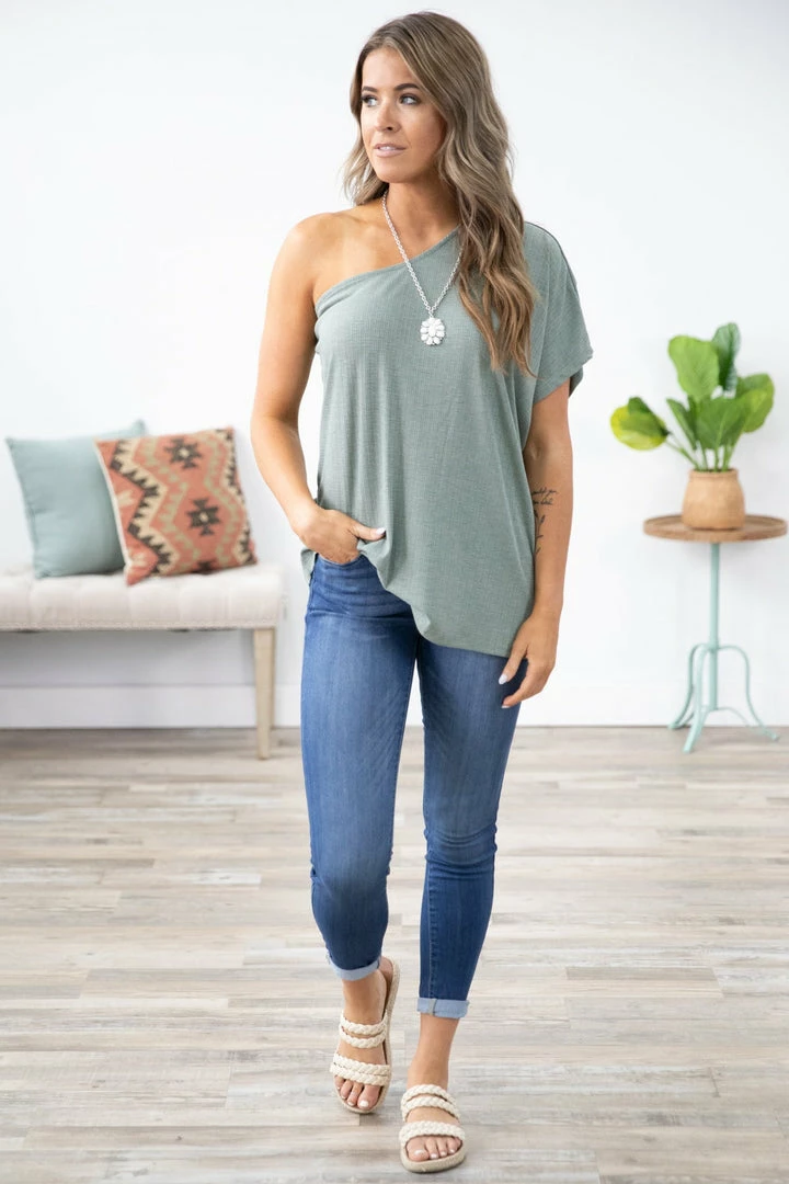 Ninexis Sage Knit One Shoulder Dolman Sleeve 4 Ninexis Sage Knit One Shoulder Dolman Sleeve