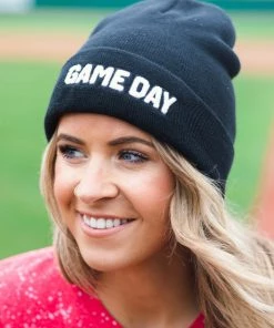 David And Young Accessories PRE-ORDER Black Rib Knit Game Day Beanie Shipping Apx 8/5