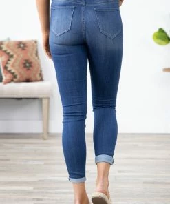 Cello Mid Rise Convertible Cuff Skinny Jeans Bottoms