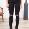 Rewash Black Jeans With Knee Distressing Bottoms