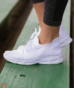 Legend Footwear White Fly Knit Sneakers Shoes