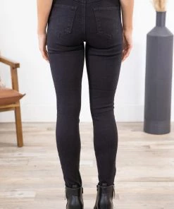 Rewash Black Jeans With Knee Distressing Bottoms