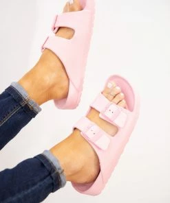 Legend Pink Double Strap Slip On Sandals
