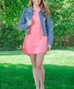 Cherish Neon Pink Short Sleeve T-Shirt Dress Dresses