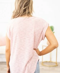 Cherish Blush Slub Knit Henley Top