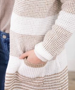 Staccato Taupe And Ivory Colorblock Cardigan LONG SLEEVES