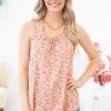 PS KATE Salmon Ditsy Floral Print Tank