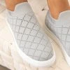 Fortune Dynamic Light Grey Perforated Knit Slip On Sneakers Shoes