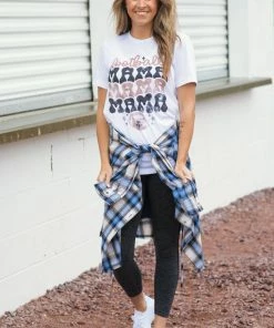 Kissed Apparel White Football Mama Graphic Tee