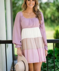 Blu Pepper Dresses Mauve Colorblock Tiered Skirt Dress