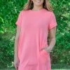 Cherish Neon Pink Short Sleeve T-Shirt Dress Dresses 1 Cherish Neon Pink Short Sleeve T-Shirt Dress Dresses