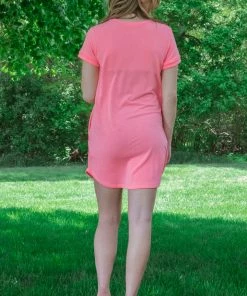 Cherish Neon Pink Short Sleeve T-Shirt Dress Dresses