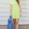 Cherish Neon Yellow Short Sleeve T-Shirt Dress