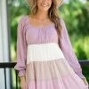 Blu Pepper Dresses Mauve Colorblock Tiered Skirt Dress
