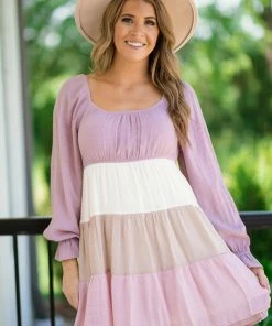 Blu Pepper Dresses Mauve Colorblock Tiered Skirt Dress