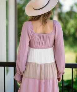 Blu Pepper Dresses Mauve Colorblock Tiered Skirt Dress