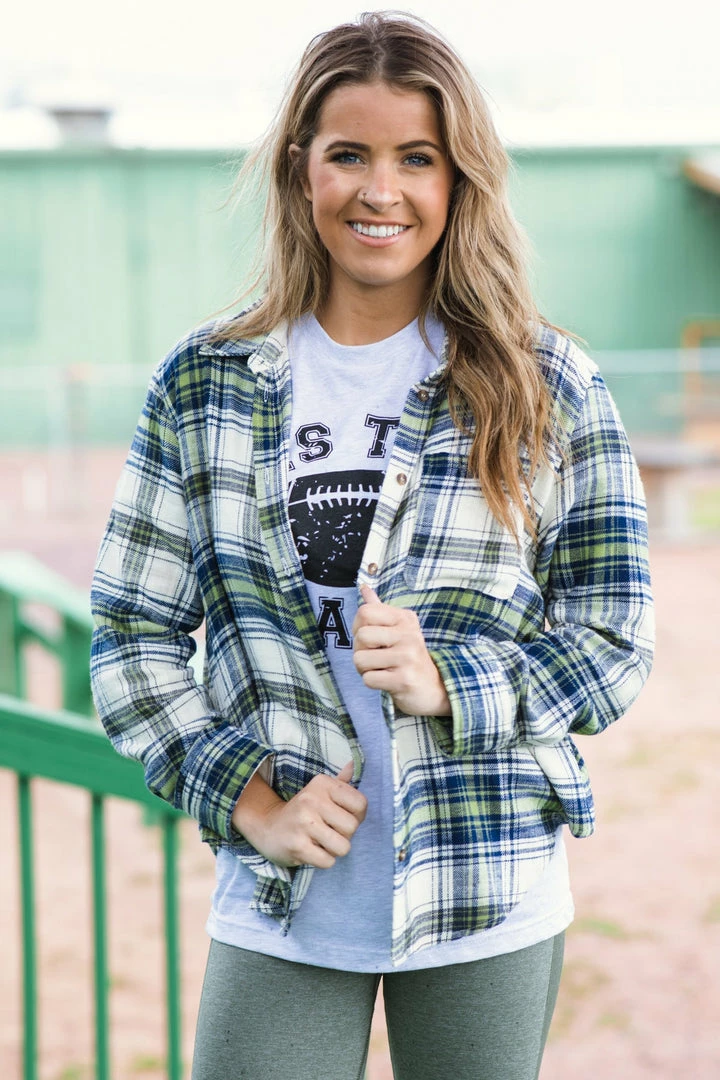 Love Tree Tops Navy Multicolor Plaid Button Up Top 3 Love Tree Tops Navy Multicolor Plaid Button Up Top