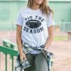 Kissed Apparel Light Grey Tis The Football Season Graphic Tee Tops