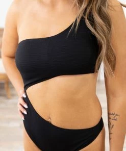 Mono B SWIMWEAR Black One Shoulder Cutout One Piece Swimsuit 9 Mono B SWIMWEAR Black One Shoulder Cutout One Piece Swimsuit