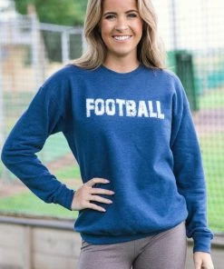 Kissed Apparel Slate Blue Football Graphic Sweatshirt