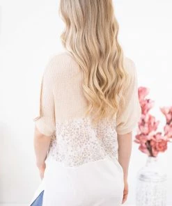 Honey Me Cream Knot Front Animal Print Colorblock Top SHORT SLEEVES 12 Honey Me Cream Knot Front Animal Print Colorblock Top SHORT SLEEVES