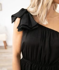 Kori America Dresses Black One Shoulder Elastic Waist Jumpsuit 9 Kori America Dresses Black One Shoulder Elastic Waist Jumpsuit