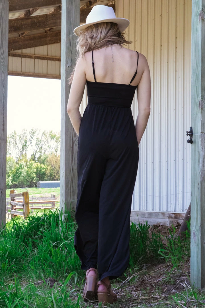 Love Tree Black Ruched Bodice Jumpsuit With Cutout 5 Love Tree Black Ruched Bodice Jumpsuit With Cutout