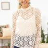 Shewin Cream Lace Mock Neck Top With Cami
