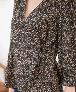 Wish List LONG SLEEVES Black Ditsy Floral Peplum Top 11 Wish List LONG SLEEVES Black Ditsy Floral Peplum Top