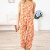 Gilli Terra Cotta Floral Surplice Front Jumpsuit Dresses 1 Gilli Terra Cotta Floral Surplice Front Jumpsuit Dresses