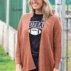 Be Cool Cognac Rib Knit Drop Shoulder Cardigan