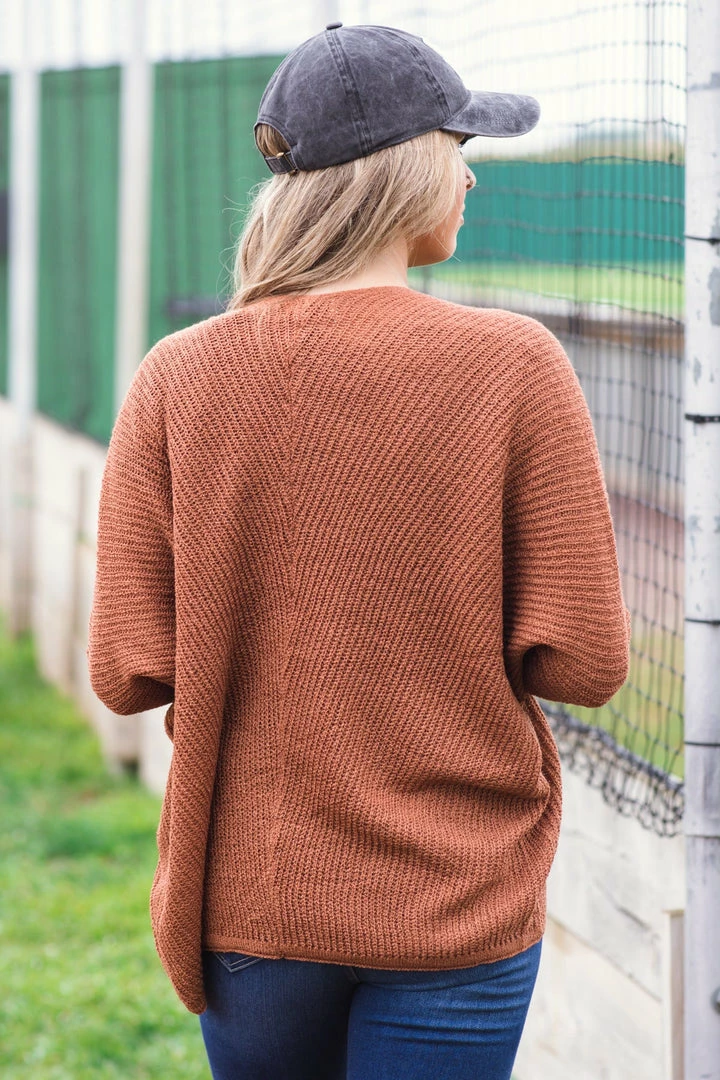 Be Cool Cognac Rib Knit Drop Shoulder Cardigan 5 Be Cool Cognac Rib Knit Drop Shoulder Cardigan