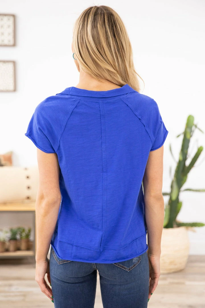 Umgee SHORT SLEEVES Cobalt Multicolor Paisley Patchwork Print Top 6 Umgee SHORT SLEEVES Cobalt Multicolor Paisley Patchwork Print Top