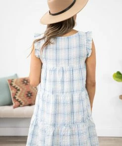 Solution Dresses Turquoise And White Gingham Plaid Dress 9 Solution Dresses Turquoise And White Gingham Plaid Dress