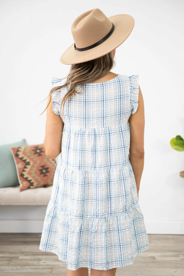 Solution Dresses Turquoise And White Gingham Plaid Dress 6 Solution Dresses Turquoise And White Gingham Plaid Dress