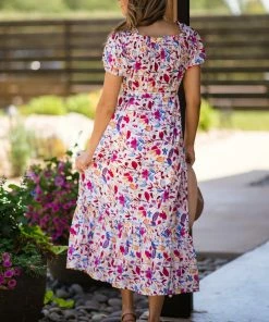 Staccato White Multicolor Floral Ruffle Trim Maxi Dress