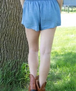 Style Melody Inc., Lovetree Bottoms Light Wash Smocked Waist Pull On Shorts