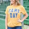 Oat Collective Tops Mustard And Blue Game Day Graphic Tee 1 Oat Collective Tops Mustard And Blue Game Day Graphic Tee