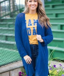 ADORA Tops Navy Mid Length Dolman Sleeve Cardigan