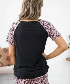 Ninexis Blush And Black Animal Print Pajama Set