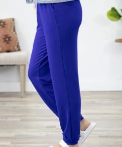 Zenana Cobalt Drawstring Waist Knit Joggers Bottoms 8 Zenana Cobalt Drawstring Waist Knit Joggers Bottoms