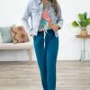 Zenana Teal Drawstring Waist Knit Joggers